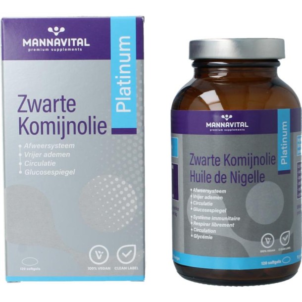 Mannavital Zwarte komijnolie platinum (120 Softgels)