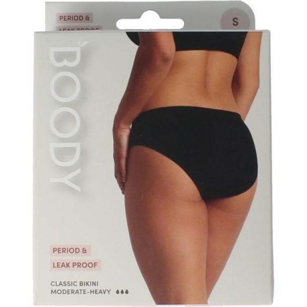 Boody Menstruatieondergoed bikinislip zwart norm/hevig S (1 Stuks)