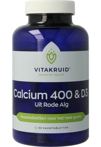 Vitakruid Calcium 400 & D3 uit duurzame Rode Alg Aquamin TG (90 Kauwtabletten)