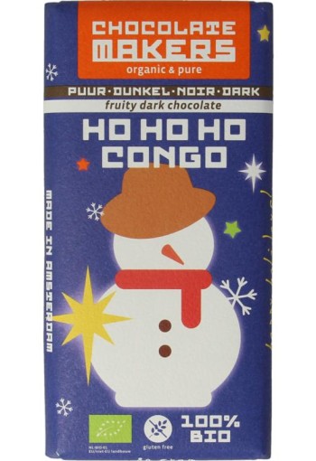 Chocolatemakers Kerstreep ho ho ho Congo 68% puur bio (80 Gram)