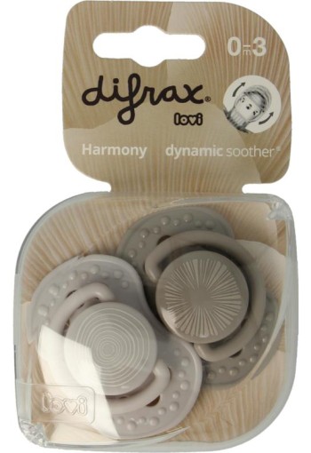 Difrax Fopspeen 0-3 maanden harmony grey (2 Stuks)