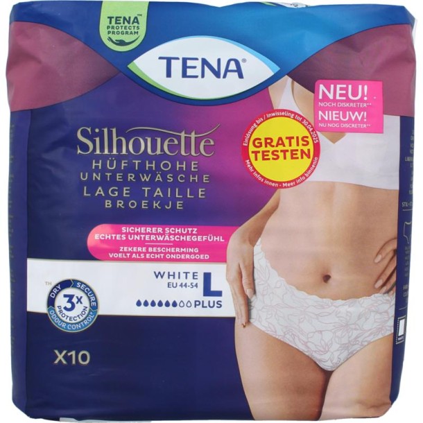 Tena Silhouette plus low waist wit L (10 Stuks)