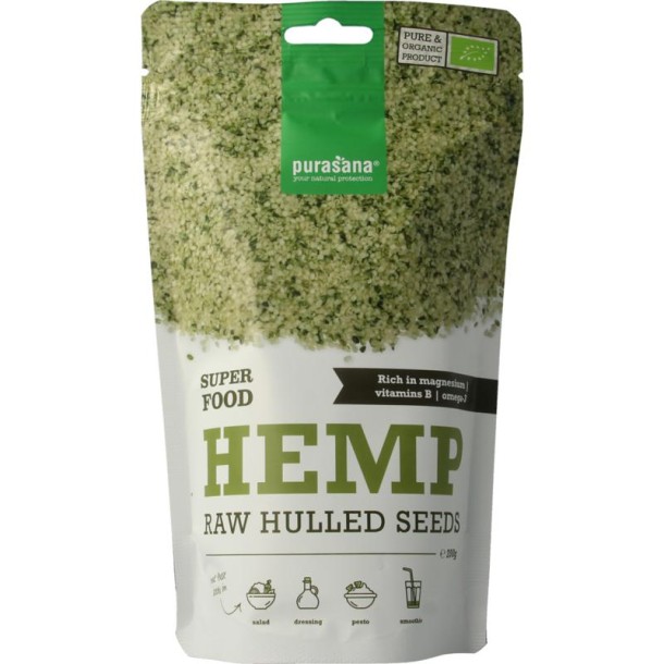 Purasana Gepeld hennepzaad hulled hemp seeds bio (200 Gram)