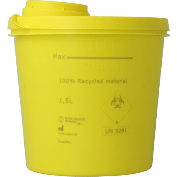 Uson Plast Naaldencontainer 1.5 liter geel gerecycled plastic (1500 Milliliter)