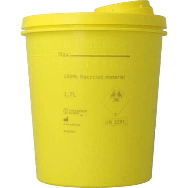 Uson Plast Naaldencontainer 1.7 liter geel gerecycled plastic (1 Stuks)