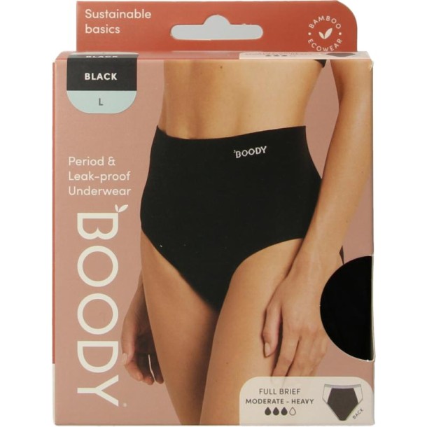Boody Menstruatieondergoed tailleslip zwart normaal L (1 Stuks)