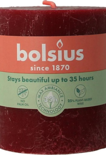 Bolsius Rustiekkaars shine 80/68 velvet red (1 Stuks)