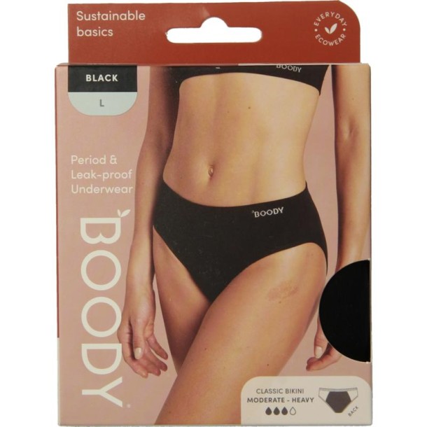 Boody Menstruatieondergoed bikinislip zwart normaal L (1 Stuks)