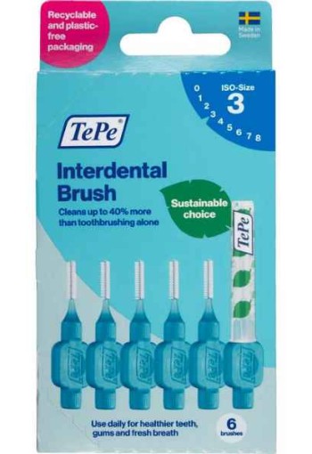 TePe Interdentale Ragers Original Blauw ISO maat 3 – 0,6 mm (6 stuks)