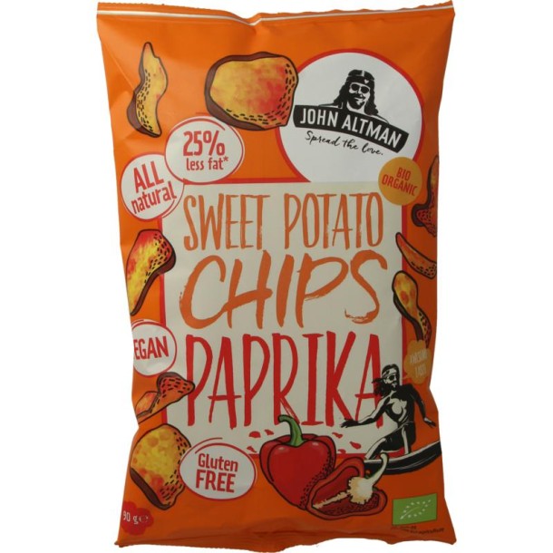 John Altman Zoete aardappel chips paprika bio (90 Gram)