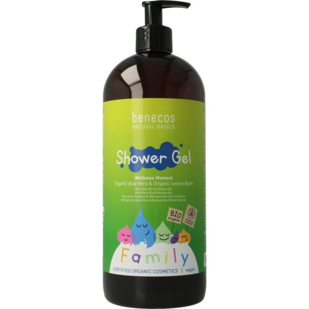 Benecos Natural showergel family size wellness moment (950 Milliliter)