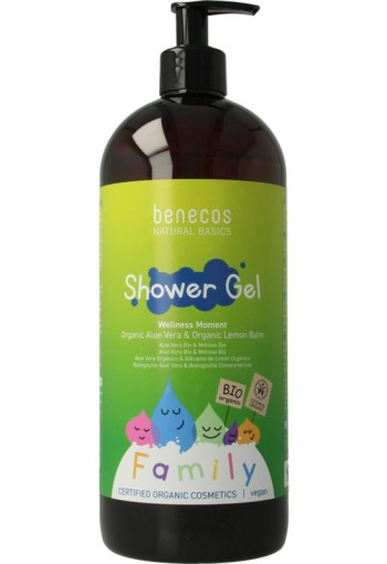 Benecos Natural showergel family size wellness moment (950 Milliliter)
