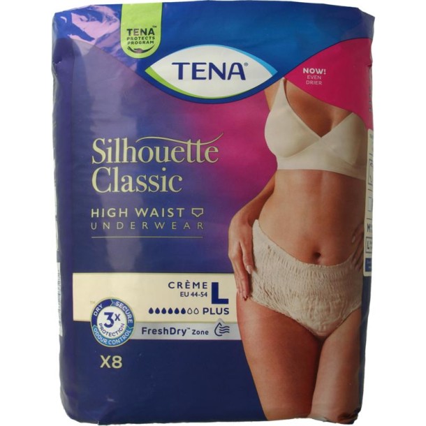Tena Silhouet plus high waist creme L (8 Stuks)