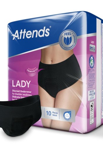 Attends Lady discreet underwear zwart 3L (10 Stuks)
