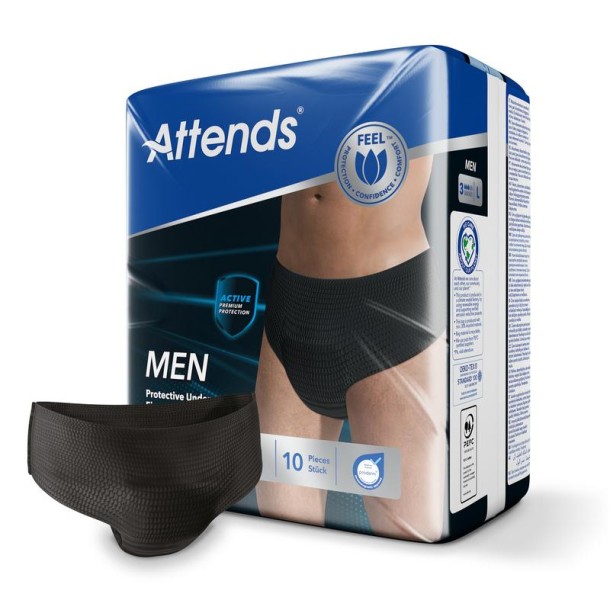 Attends Men discreet underwear zwart maat L (10 Stuks)