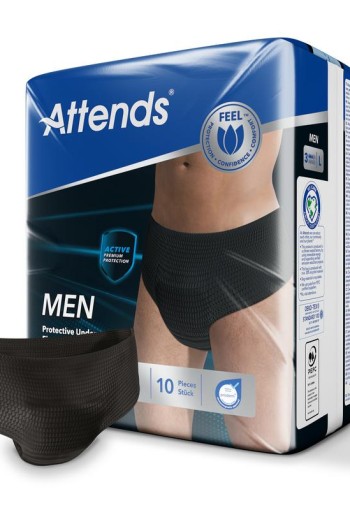 Attends Men discreet underwear zwart maat L (10 Stuks)