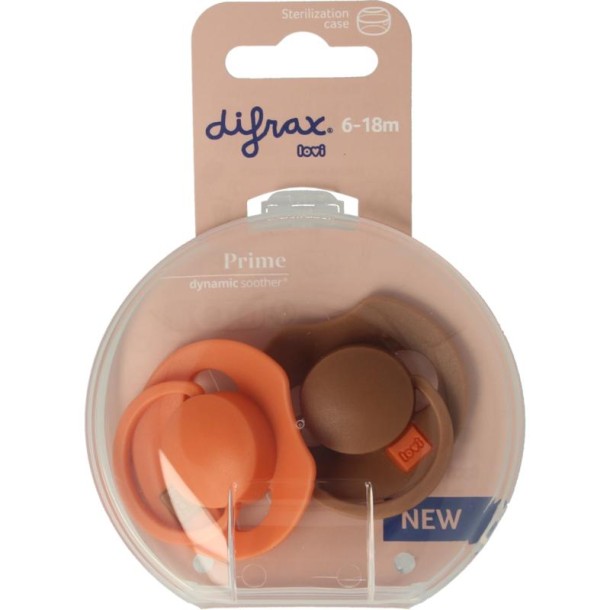 Difrax Fopspeen prime 6-18 maanden assorti (2 Stuks)