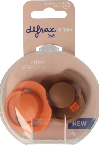 Difrax Fopspeen prime 6-18 maanden assorti (2 Stuks)