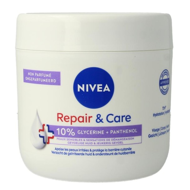 Nivea Repair & care bodycreme fragrance free sensitive (400 Milliliter)