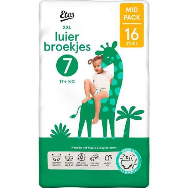 Etos Luierbroekjes XXL Maat 7 17+ kg Mid Pack 16 stuks