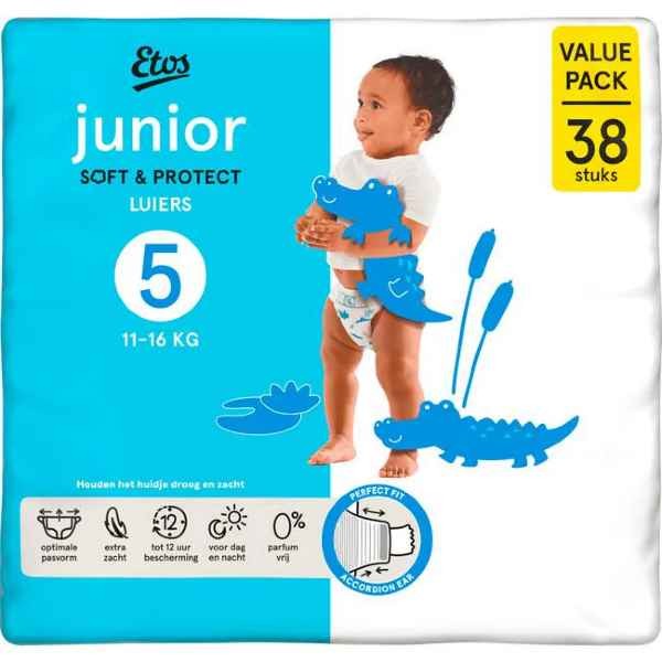 Etos Luiers Junior Maat 5 11-16 kg Value Pack 38 stuks