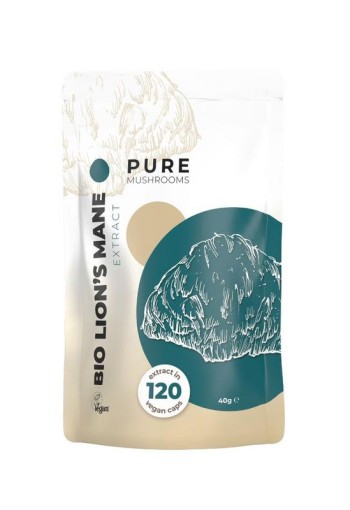 Pure Mushrooms Lion's mane paddenstoelen extract bio (120 Vegetarische capsules)