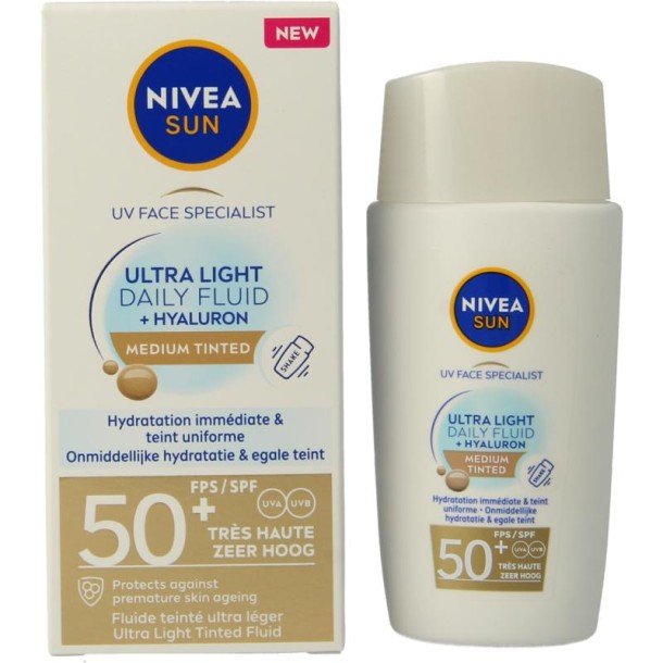 Nivea Sun face daily fluid SPF50 tint medium (40 Milliliter)