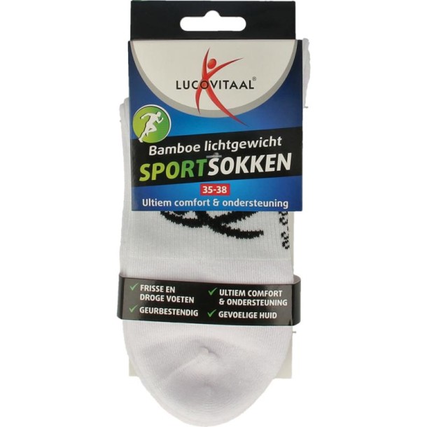 Lucovitaal Sportsok bamboe wit 35-38 (1 Paar)