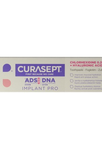 Curasept ADS DNA Implant Pro 720 CHX 0,20% + HA tandpasta (75 Milliliter)