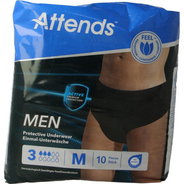 Attends Men discreet underwear zwart maat M (10 Stuks)