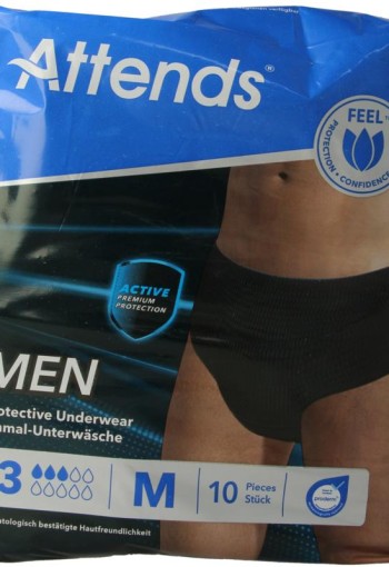 Attends Men discreet underwear zwart maat M (10 Stuks)