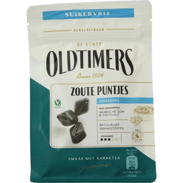 Oldtimers Zoute puntjes suikervrij (100 Gram)