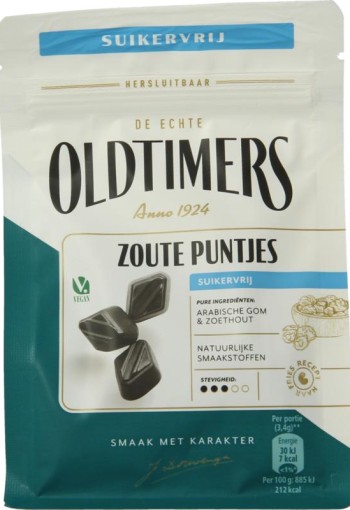 Oldtimers Zoute puntjes suikervrij (100 Gram)