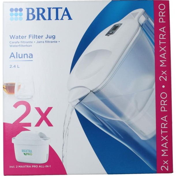 Brita Waterfilterbundel aluna cool white+2 maxtra filter (1 Stuks)