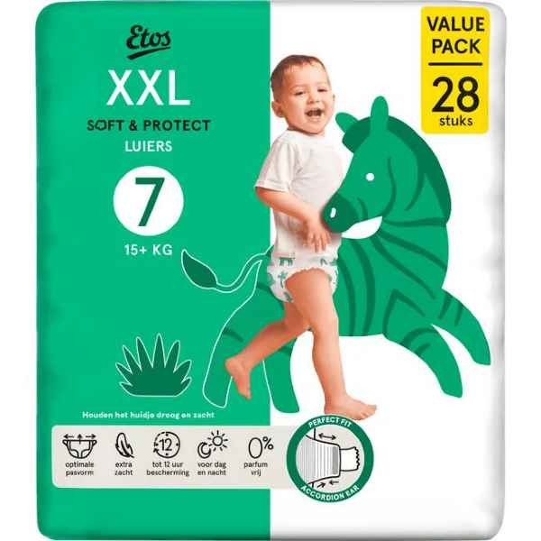 Etos Luiers XXL Maat 7 15+ kg Value Pack VOORDEELBOX  (3 pakken )  28 stuks x 3 is  84 luiers