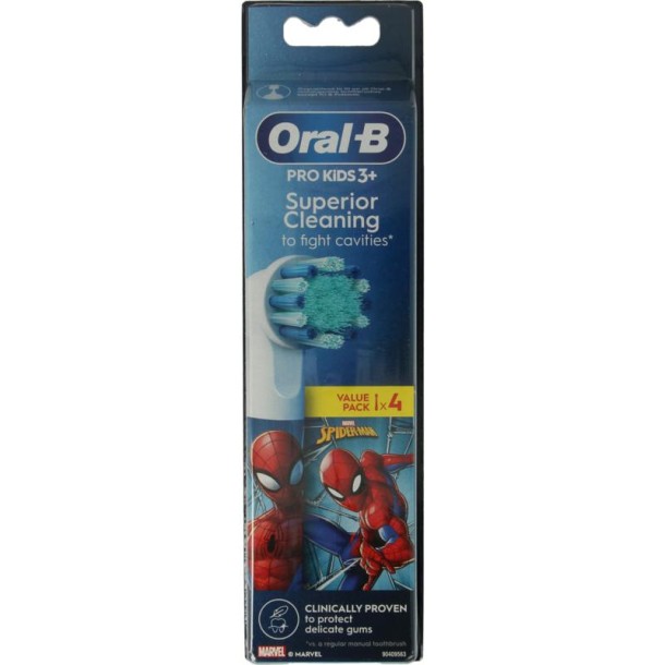 Oral B Opzetborstel kids spiderman 4 Stuks