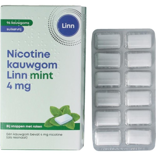Linn Nicotine kauwgom 4mg mint (96 Stuks)
