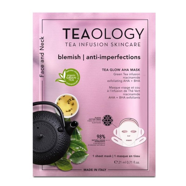 Teaology Tea glow aha mask purifying (1 Stuks)