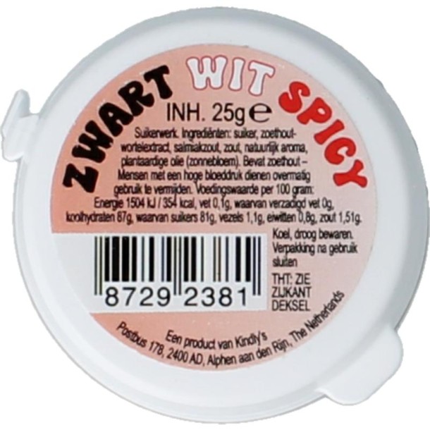Kindly's Zwart wit spicy (25 Gram)