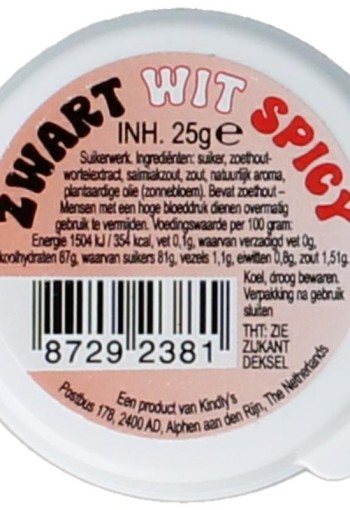 Kindly's Zwart wit spicy (25 Gram)