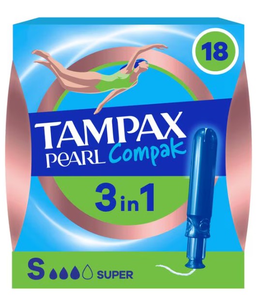 Tampax Pearl Compak Super Tampons Met Inbrenghuls 18 Stuks