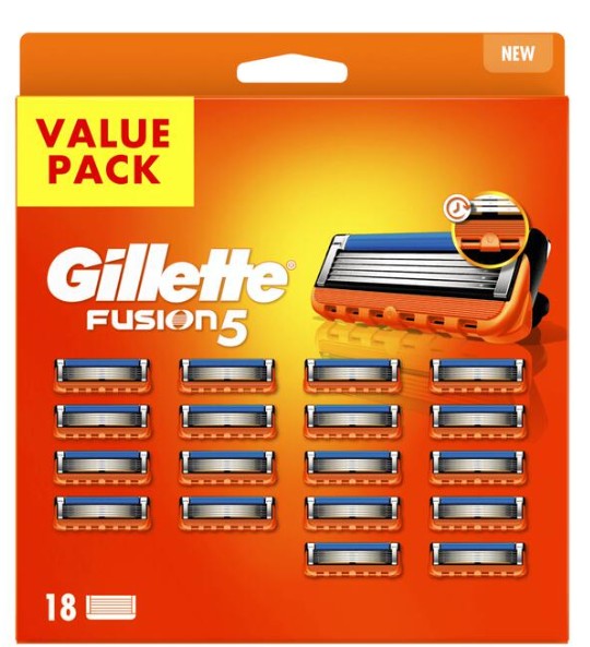 Gillette Fusion5 Navulmesjes Grootverpakking 18 Stuks