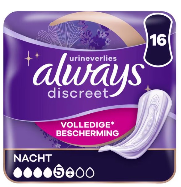 Always Discreet Incontinentieverband Nacht 16 stuks