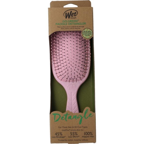 Wetbrush Go green paddle detangler pink (1 Stuks)
