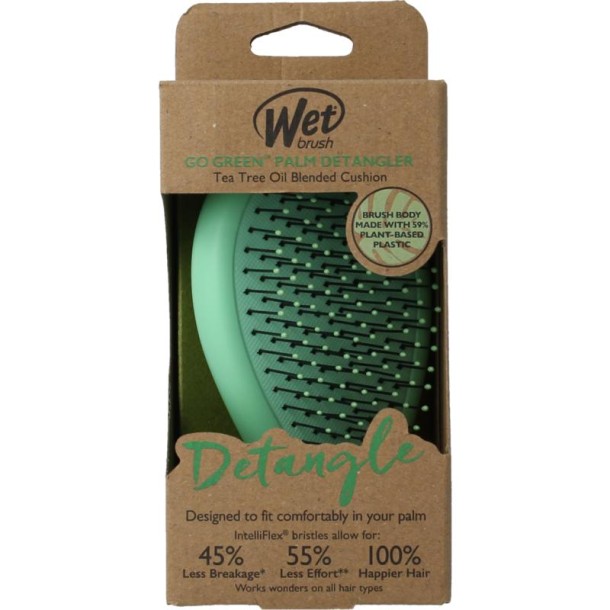 Wetbrush Go green palm detangler green tea tree oil (1 Stuks)