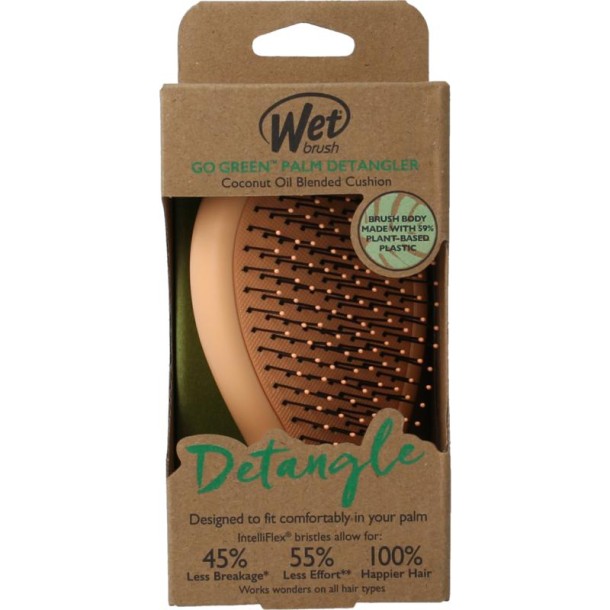Wetbrush Go green palm detangler orange coconut oil (1 Stuks)
