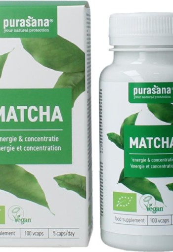 Purasana Matcha vegan bio (100 Vegetarische capsules)