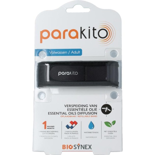 Parakito Anti mug armband volwassenen zwart (1 Stuks)