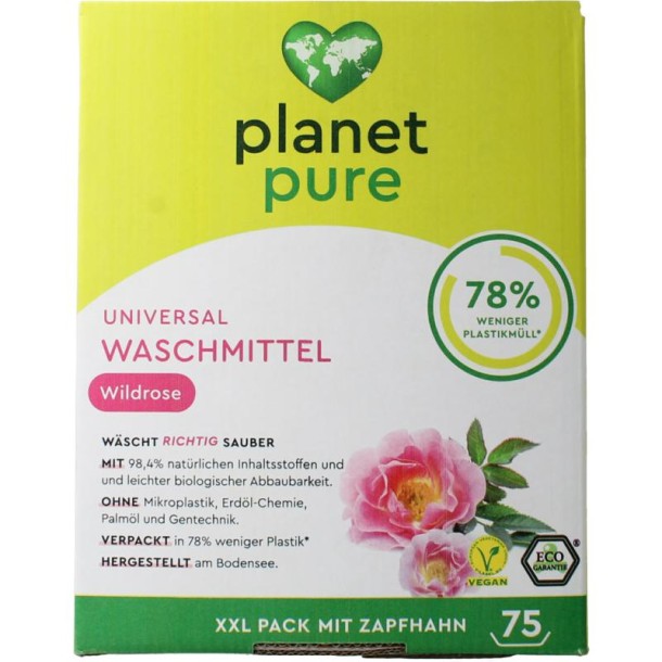 Planet Pure Wasmiddel vloeibaar universeel wild rose (3 Liter)