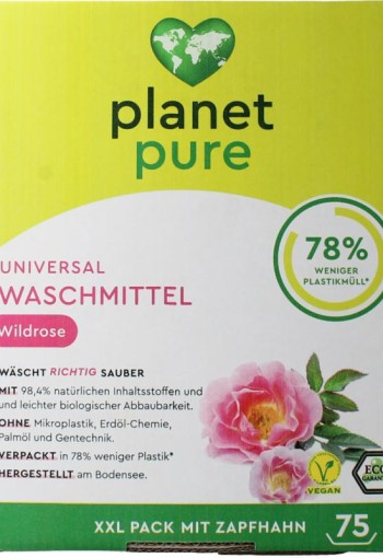 Planet Pure Wasmiddel vloeibaar universeel wild rose (3 Liter)